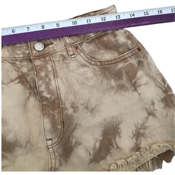 PacSun High Rise Festival Tie Dye Denim Shorts Size 25 Frayed Hem Boho Y2K - Picture 9 of 11